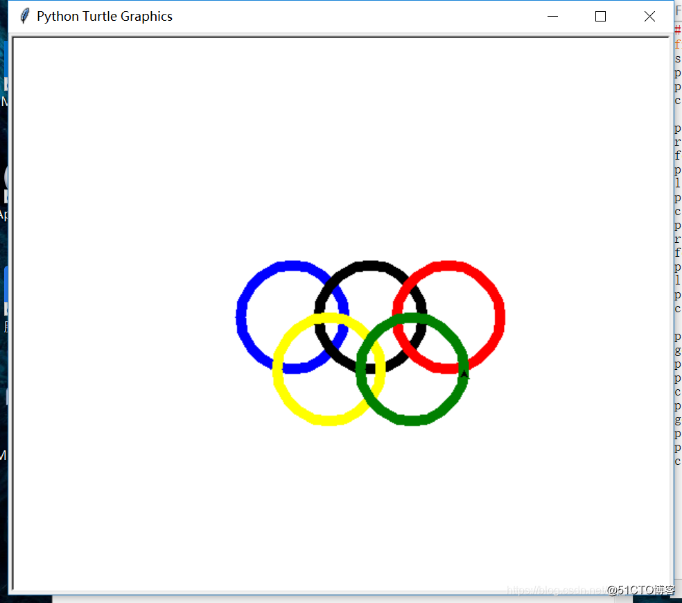 用python的turtle库画一个奥运五环