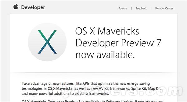 逼近正式版：苹果发布OS X 10.9 DP7