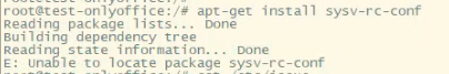 E: Unable to locate package sysv-rc-conf