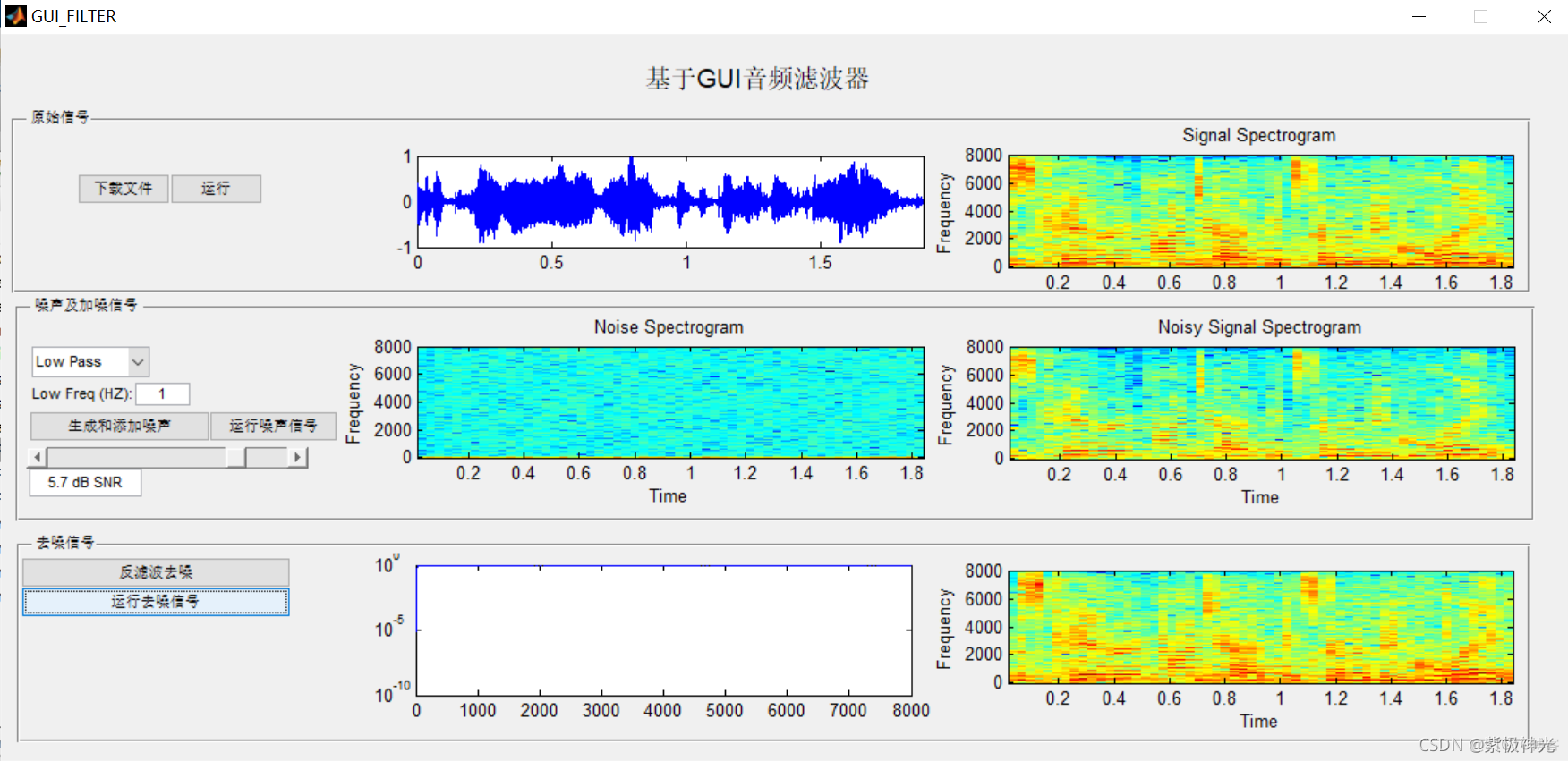 【语音去噪】基音matlab GUI音频信号去噪【含Matlab源码 1386期】_ide