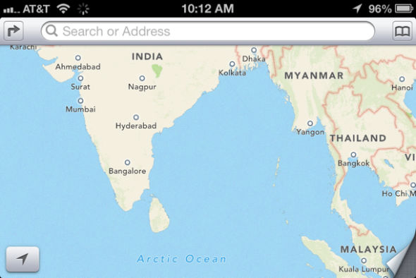 测试版地图里，“印度洋”标成“北冰洋”