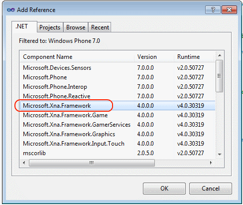 adding xna framework reference