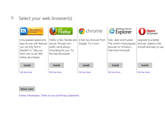 Windows 8也有浏览器选择界面
