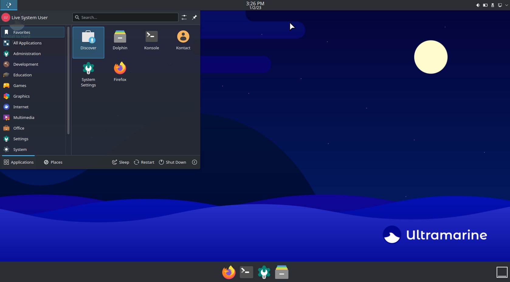 Ultramarine Linux 37 具有独特的 Pop OS 风格的 KDE Plasma 主题
