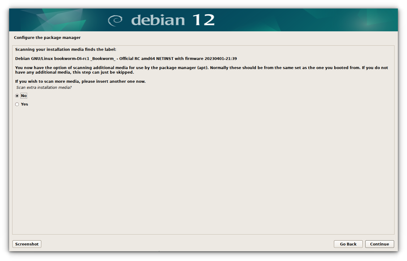 Debian 12 上软件包管理器配置的截图