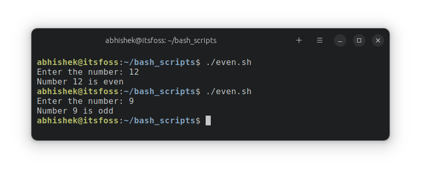 Running a bash script that checks odd even number