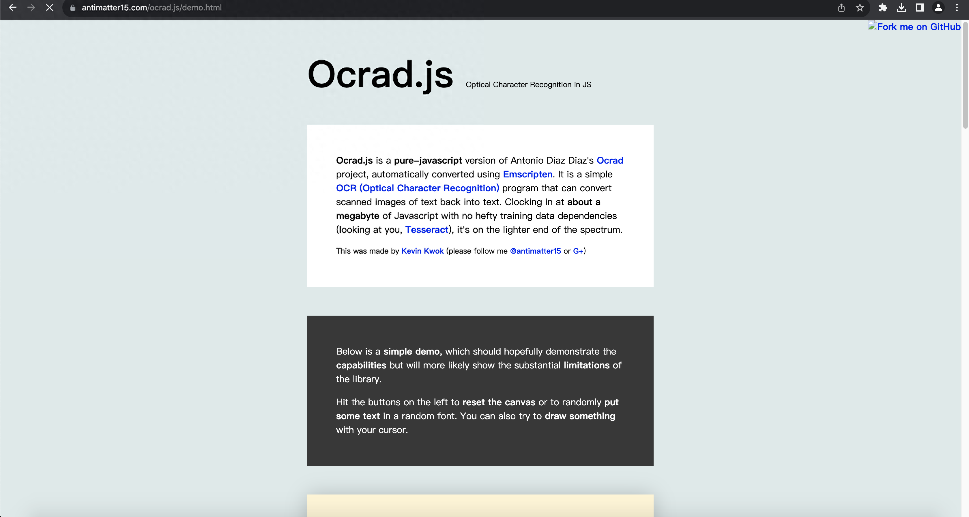 Ocrad.js 官网