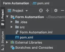 项目结构中pom.xml文件的位置