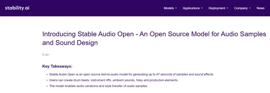 开源音频模型Stable Audio Open，文本生成47秒高清音效-AI.x社区